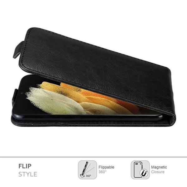 Coque - CADORABO - Samsung Galaxy S21 ULTRA - Svart Natt - Magnetisk Flip - Fullständig Skydd NATTSVART