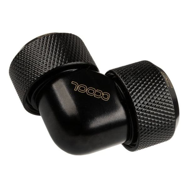 Alphacool Eiszapfen 16mm hårdslang kompressionskoppling 90° L-koppling för plexi-mässingsrör - Deep Black 17446