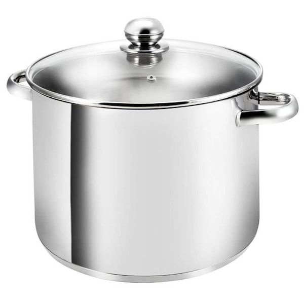 Cocotte haute - KOPF - Gigant - Polerat rostfritt stål - Glaslock - 12,5 liter Stål