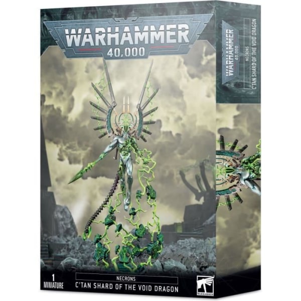 Warhammer 40k Necron Nether Dragon C'Tan Shard statyett - grön/grå