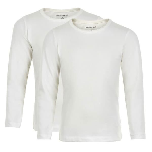 Minymo T-shirt tjej elastan/bomull vit 2 st Vit 104 cm