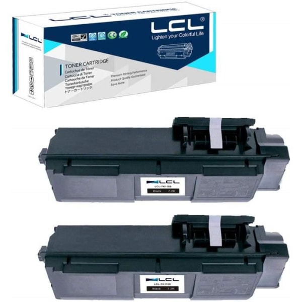 Kompatibel LCL TK1160 TK-1160 tonerkassett för Kyocera Ecosys P2040DN och P2040DW (2 svarta)