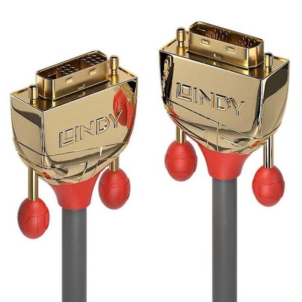DVI-D Single Link-kabel - LINDY - 20m - Grå - Räfflade skruvar - Trippelskärmad
