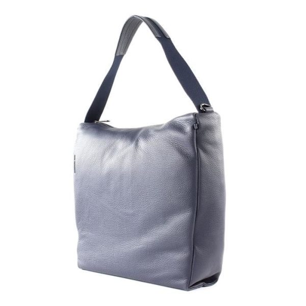 Väska - MANDARINA DUCK - Mellow Leather Hobo - Kalvskinn - Blå - 26x30x9 cm Blå