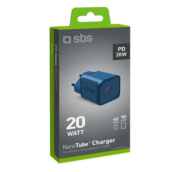 GaN PD 20W USB C nätladdare - SBS - Blå blå