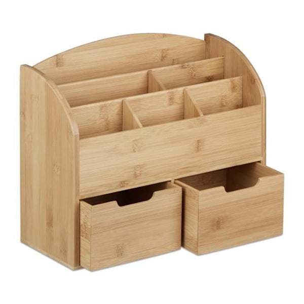 Kontorsorganisatör - Relaxdays - 10020336 - 2 lådor - Bambu - Rektangulär Naturlig