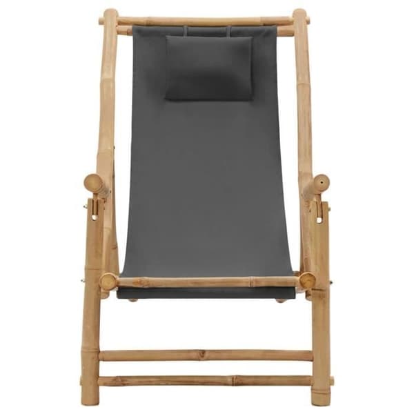 vidaXL terrassstol bambu och canvas mörkgrå 318595 mörkgrå
