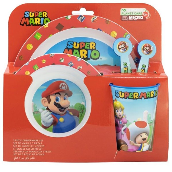 Picknickset - Nintendo - Super Mario - 5 delar - BPA-fri plast - Mikrovågsugnssäker