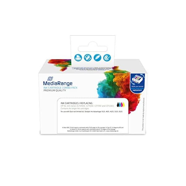 Bläckpatroner - MediaRange - MRHP655 - Pack om 4 - kompatibel med HP 655