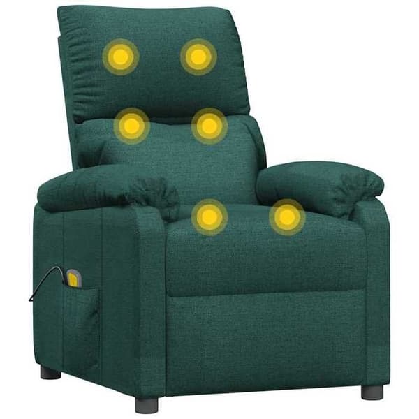 vidaXL Massagefåtölj Mörkgrön Tyg 342464