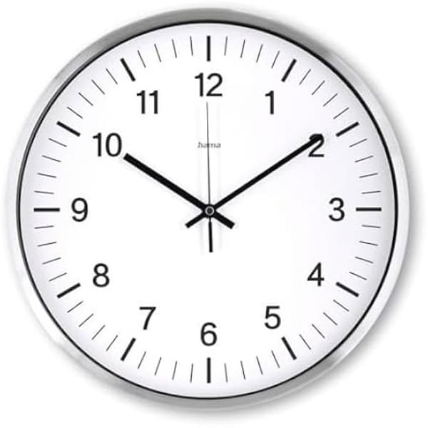 Väggklocka - HAMA - Java - Ø 35 cm - Silverfärgad - Radiostyrd Silver