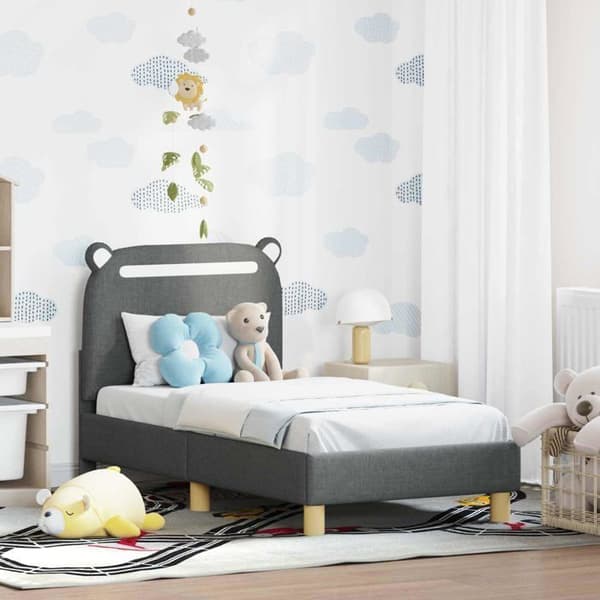 Modern sängram - vidaXL - Mörkgrå - 148x74x78 cm - Ingenjörsträ - Tyg - Ribbram Mörkgrå