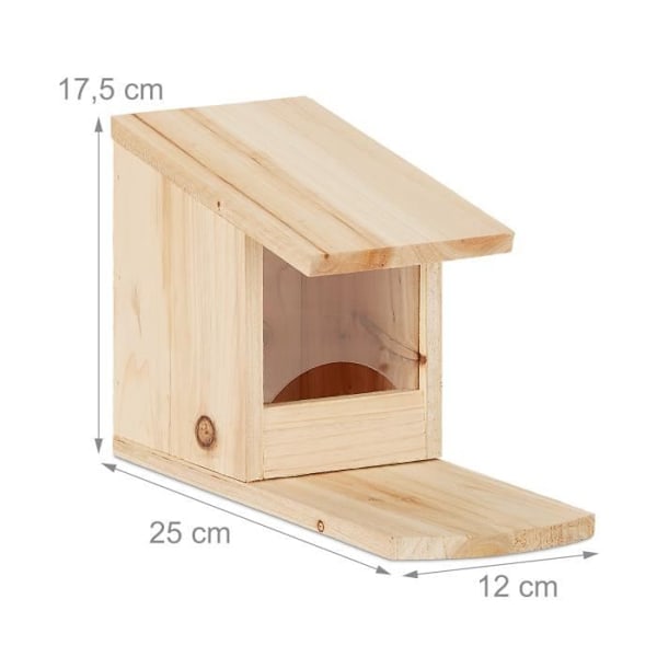 Relaxdays Wooden Squirrel Feeder HxBxD: 17,5 x 12 x 25 cm Heavy Duty Solid, Green