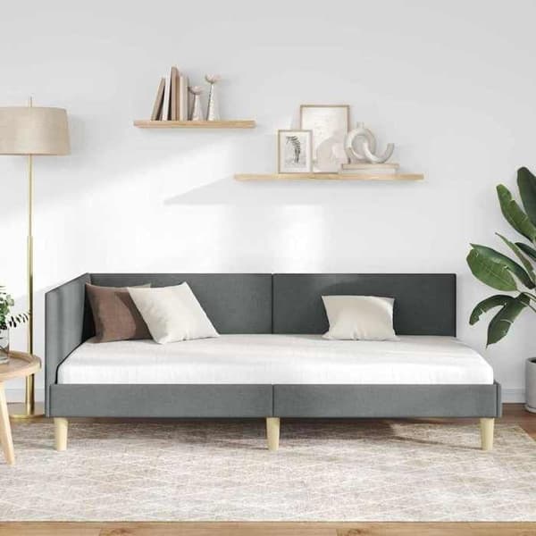 vidaXL Hörnsängram Mörkgrå 100 cm x 200 cm 42016198 Mörkgrå