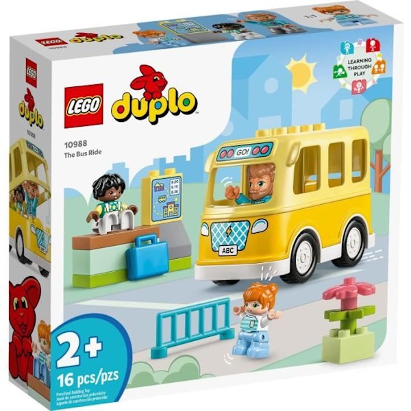 LEGO® DUPLO 10988 Bussresan, pedagogisk leksak för att utveckla finmotorik, barn 2 år Flerfärgad