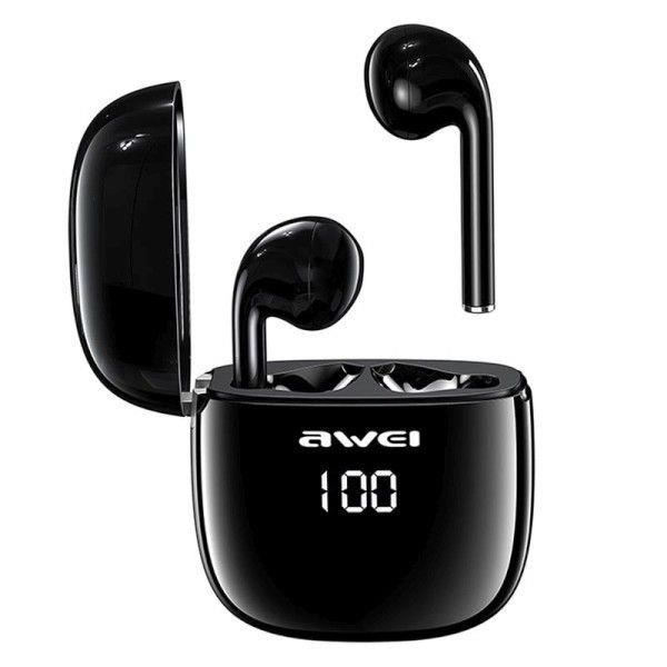 AWEI T28P trådlösa sporthörlurar med laddningsfodral och Smart Touch Bluetooth 5.1 Music Mode -