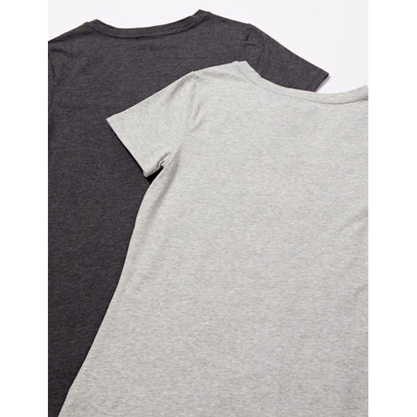 Essentials T-shirt - WAE45055SP18-Cha-XL - Amazon Klassisk passform för kvinnor med kortärmad V-ringad T-shirt, flera förpackningar Träkol Ljusgrå Ljung XL