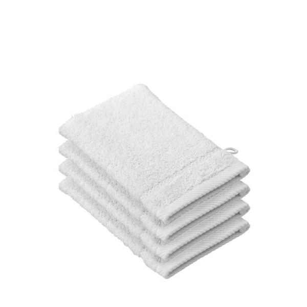 Tvättvantar - STEPHANIE - 4-pack - 100% kammad bomull - 540 g/m² - Färg: Grön Vit Vert Vit Vit