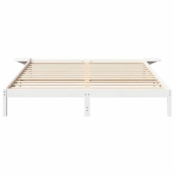 vidaXL Sängram Vit 200 x 200 cm Massivt trä 873176
