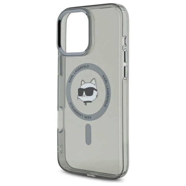 Coque MagSafe Karl Lagerfeld IML Metal Choupette Head för iPhone 16 Pro Max (svart)