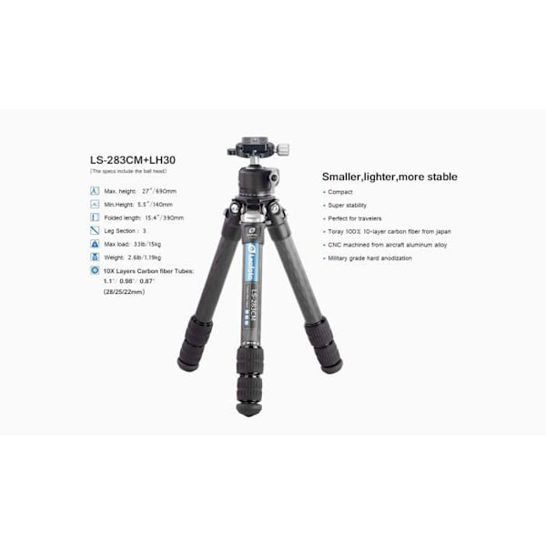 Leofoto stativ - LS-283CM+LH-30