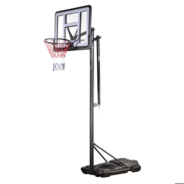 Basketballkorg - NILS - ZDK021 - Justerbar höjd 2,90-3,75 m - PVC-panel 105x75 cm - Blandat svart