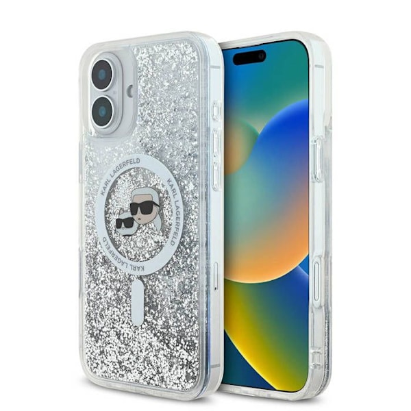 Coque MagSafe Karl Lagerfeld Liquid Glitter för iPhone 16 Plus (transparent)