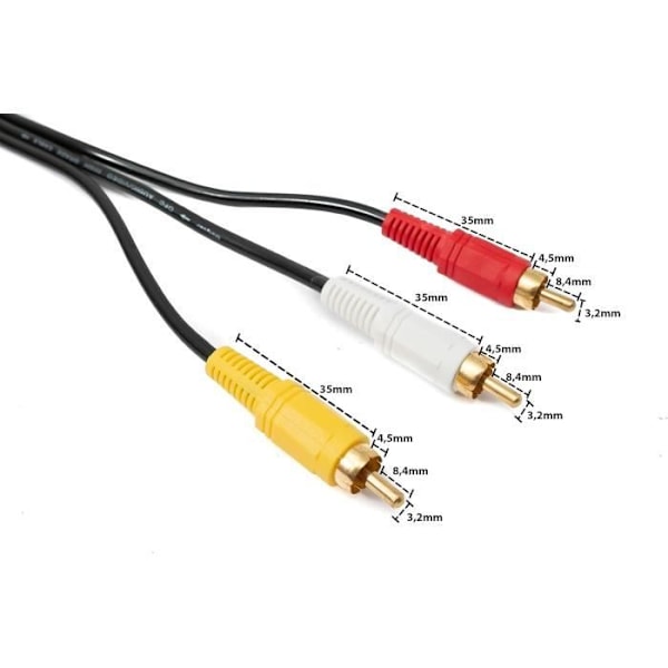 System-S Kabel RCA 3 RCA 20 m han till han stereo och svart AV-kompositadapter