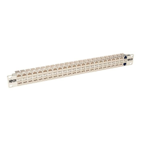 Tripp Lite 48-portars Cat6a patchpanel Rackmonterad skärmad genomföring RJ45 1U - patchpanel - RJ-45 X 48 - 1U - 19 "