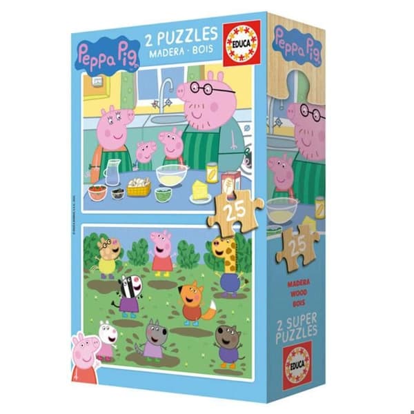Pussel - EDUCA - Peppa Pig - 2 x 25 bitar - Utbildningspussel - Flerfärgad