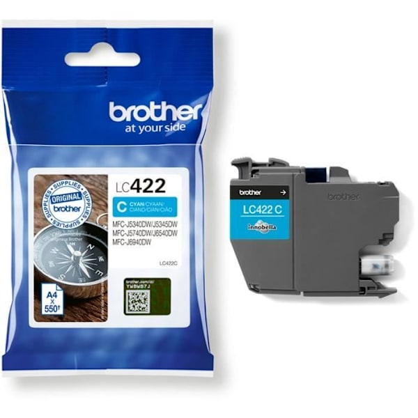 Patron LC422C - BROTHER - Cyan - 550p - För företag Smart MFC-J5340DW, MFC-J5345DW, MFC-J5740DW, MFC-J6540DW och MFC-J6940DW