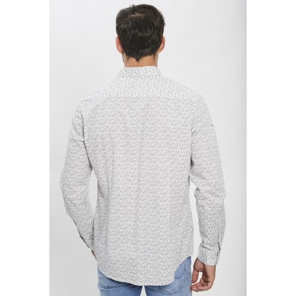 Mönstrad skjorta - Tom Tailor - Åtsittande - Vit - Skjortkrage - Man Vit jag