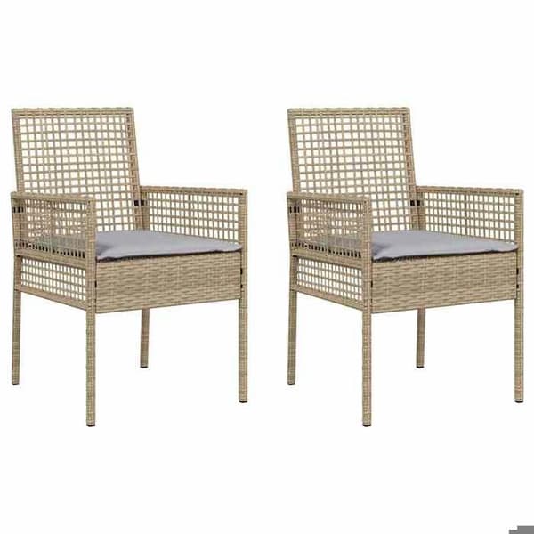 vidaXL Trädgårdsstol 2 st Beige 55 x 53 x 85 cm polyrotting 42003448