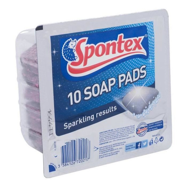 Svamp - Fyrkantig diskmaskin - Scrubber - Diskborste - Spontex Dipped Cleaners 10 stycken tvålkuddar 00004