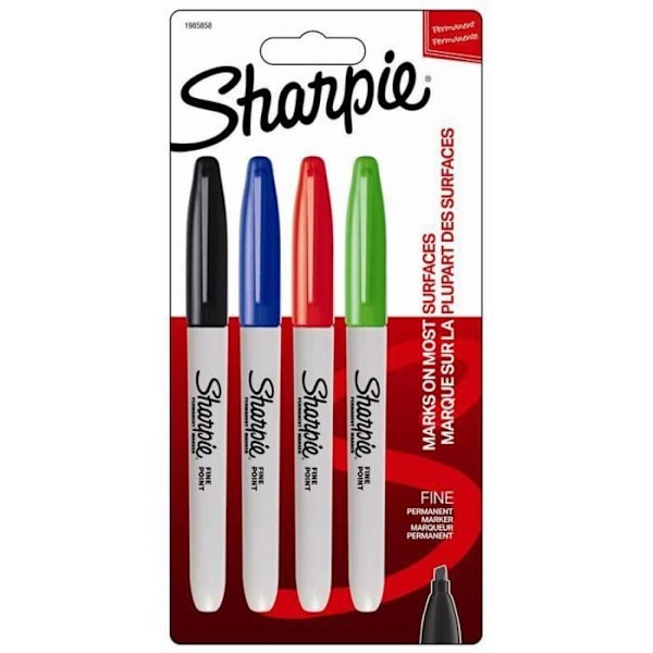 SHARPIE Permanent Marker Set om 4 - Fin spets - Diverse standardfärger