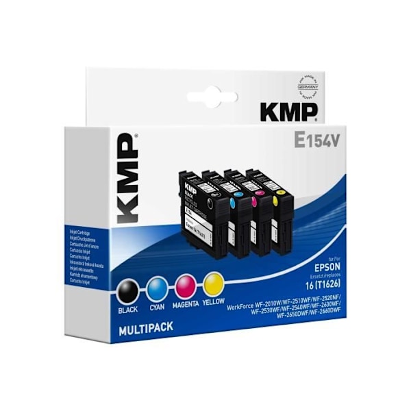 Bläckpatron - KMP - MULTIPACK E154V - Paket med 4 - svart, gul, cyan, magenta
