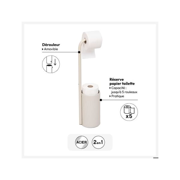 Toalettpapperhållare "Onyx" med linnepapperreserv - 5five beige