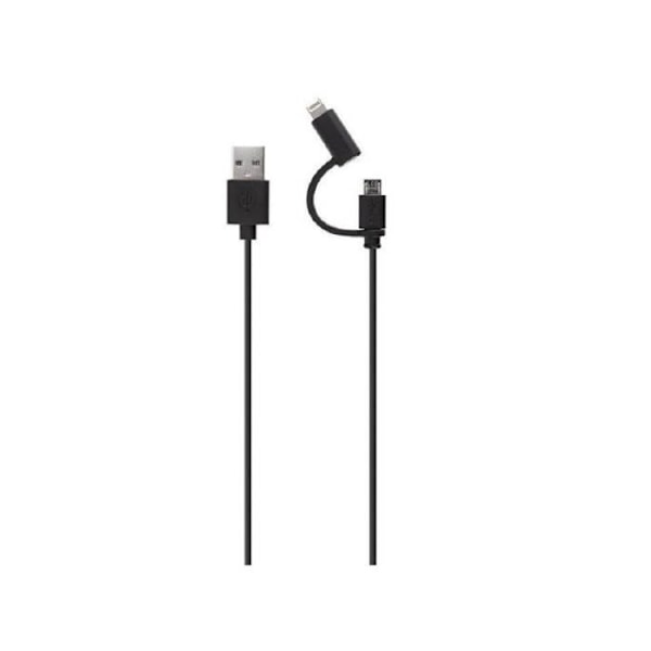 XQISIT USB-kabel FR Combo microUSB/lightg 1,8m - Svart