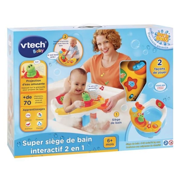 VTECH BABY - Badleksak - 2 i 1 interaktiv superbadsits blått och orange