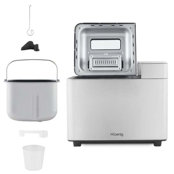 Brödmaskin - H.Koenig - BAKE440 - 15 program - Automatisk distributör - Rostfritt stål silver-