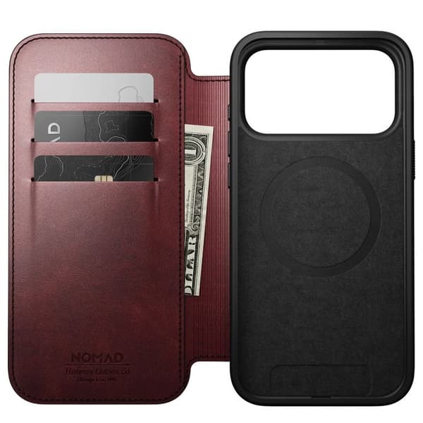 Plånboksfodral - NOMAD - iPhone 17 Pro Max - Horween-läder - MagSafe - Bordeaux Röd