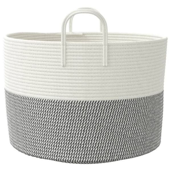 Grå och vit förvaringskorg Ø51x33 cm bomull