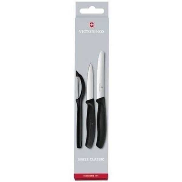 VICTORINOX Set med 3 Swiss Classic grönsaksknivar svart