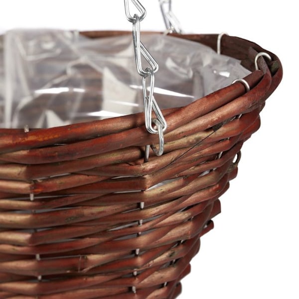 Relaxdays Hängande växtupphängning i 3-pack, handvävd korg av rotting, blomkruka HxD 30 x 25 cm, brun Brun