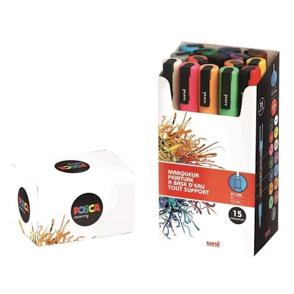 POSCA 15 Fine koniska spetsmarkörer Flerfärgad