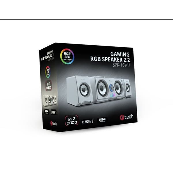 Högtalare - C-TECH - SPK-16WH - 16W - Vit - RGB-belysning