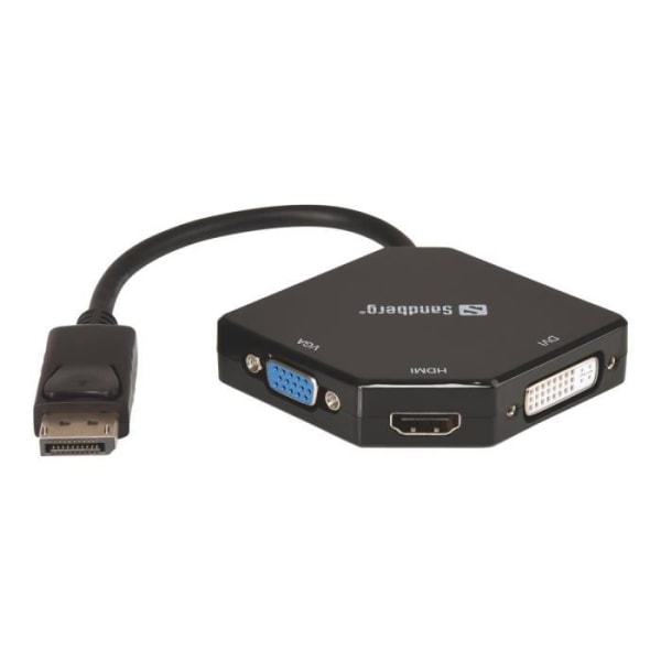 Sandberg Adapter DP&gt;HDMI+DVI+VGA DisplayPort DVI, HDMI, VGA videoomvandlare