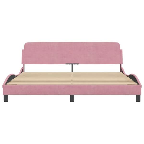 VidaXL Sängram med huvudgavel Dover rosa 180x200cm sammet 373237