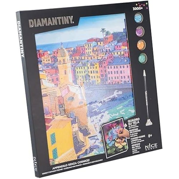 DIAMANTINY - Cinque Terre målning efter siffror - Flerfärgad - 32 x 30 x 2 cm Flerfärgad
