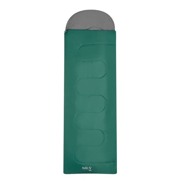 Rektangulär sovsäck - NILS CAMP - NC2105 - Grön-Grå - Polyester - Komforttemperatur 12-25°C - 180+30 cm VERT-GRIS